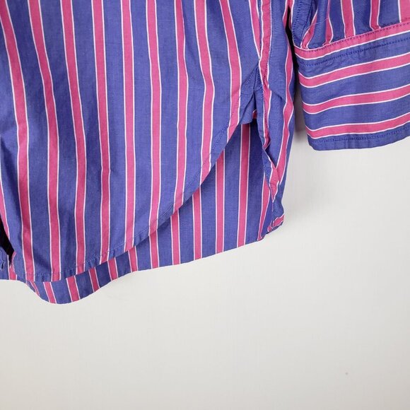 J Crew Maternity Button Up Shirt Blue Stripe Cotton Poplin Relaxed Fit Size 2 - Picture 4 of 9